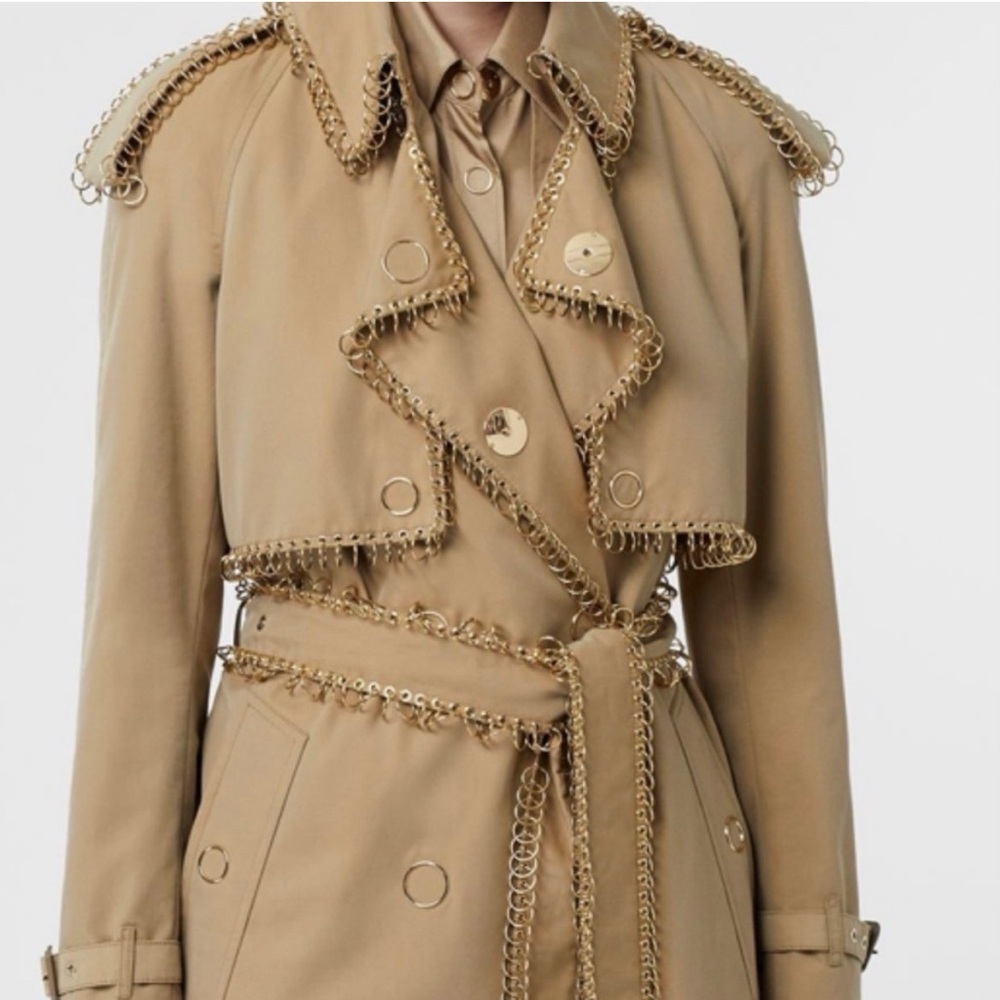 Burberry Beige Trench Coat with Fringe Details